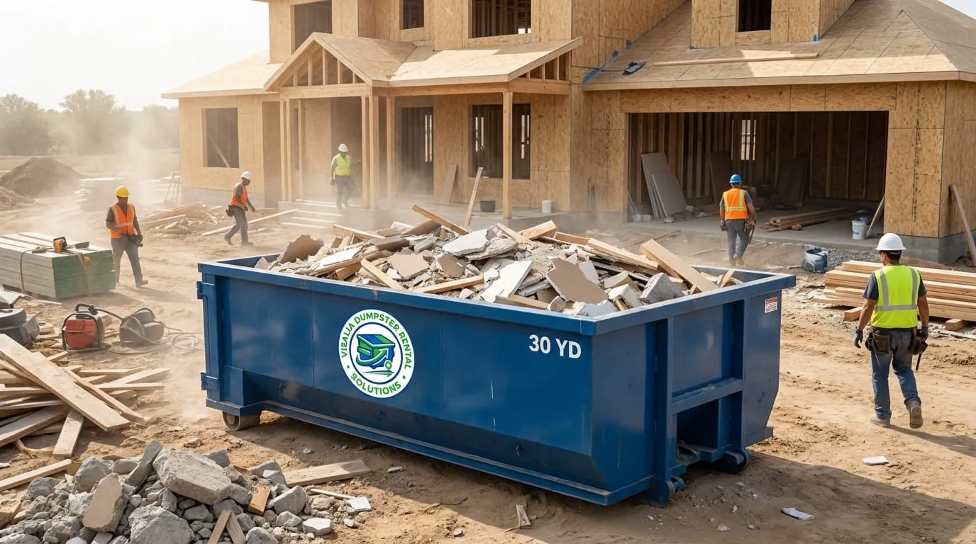 Roll-off dumpster delivered to a property in Traver, CA Roll-off dumpster delivered to a property in Traver, CA