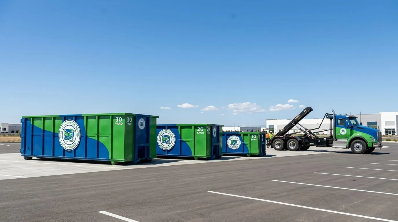 Visalia Dumpster Rental Solutions roll-off truck fleet serving Tulare County and the surrounding region Visalia Dumpster Rental Solutions roll-off truck fleet serving Tulare County and the surrounding region